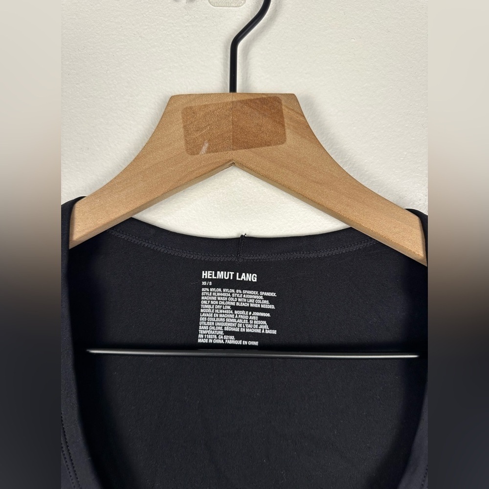 Helmut Lang Black Scoop Neck Bodycon Long Sleeves Basic Stapple Sz XS‎ - Picture 4 of 5